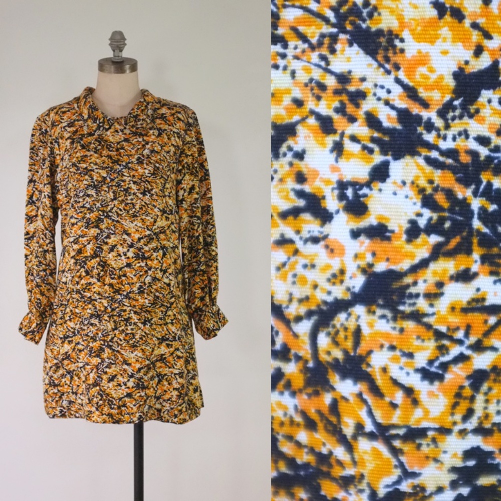 vintage 1960s abstract dress | 60s funky mod dress